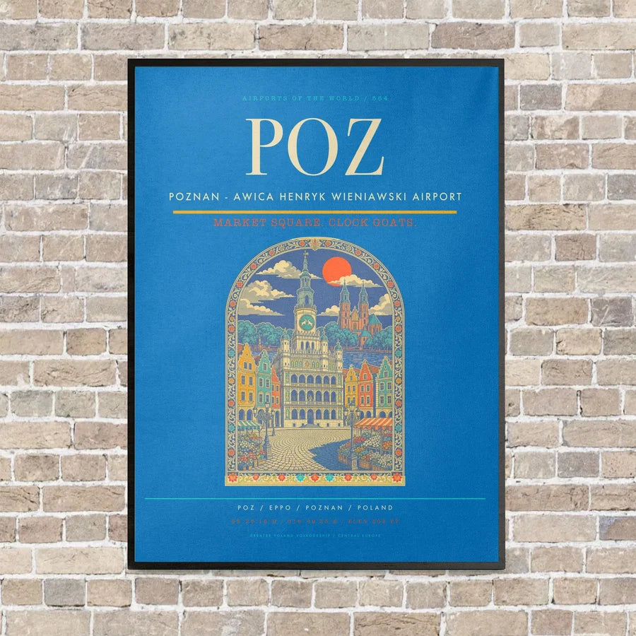 Poznan - awica Henryk Wieniawski Airport POZ - Canvas Framed - Turquoise
