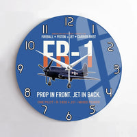 Thumbnail for FR-1 Fireball Prop in Front Jet in Back design on blue no frame wall clock