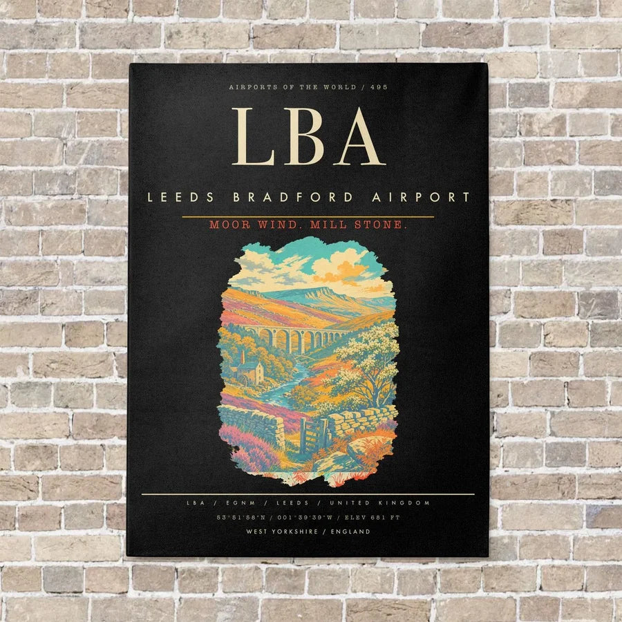 Leeds Bradford Airport LBA - Canvas Framed - Black