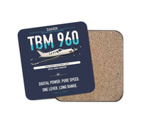 Thumbnail for Daher TBM 960 design on navy blue 1 piece coaster