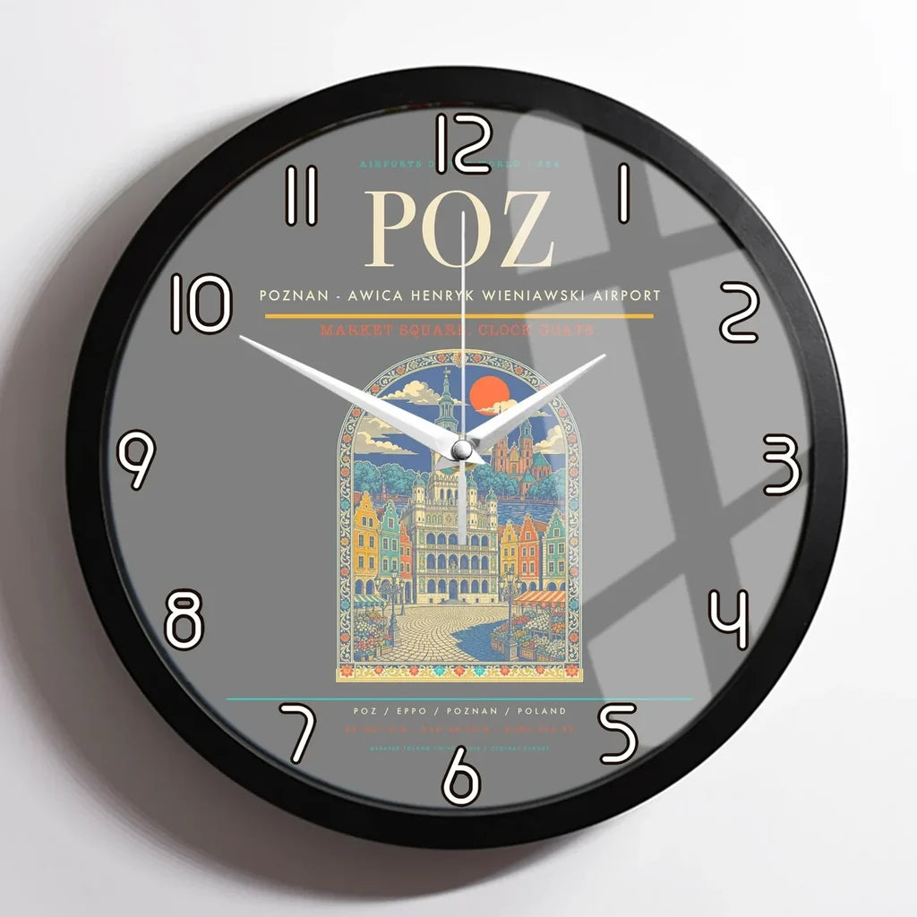Poznan - awica Henryk Wieniawski Airport POZ Wall-Clock Framed - Gray