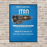 Thumbnail for JT8D vertical canvas print - framed - turquoise background