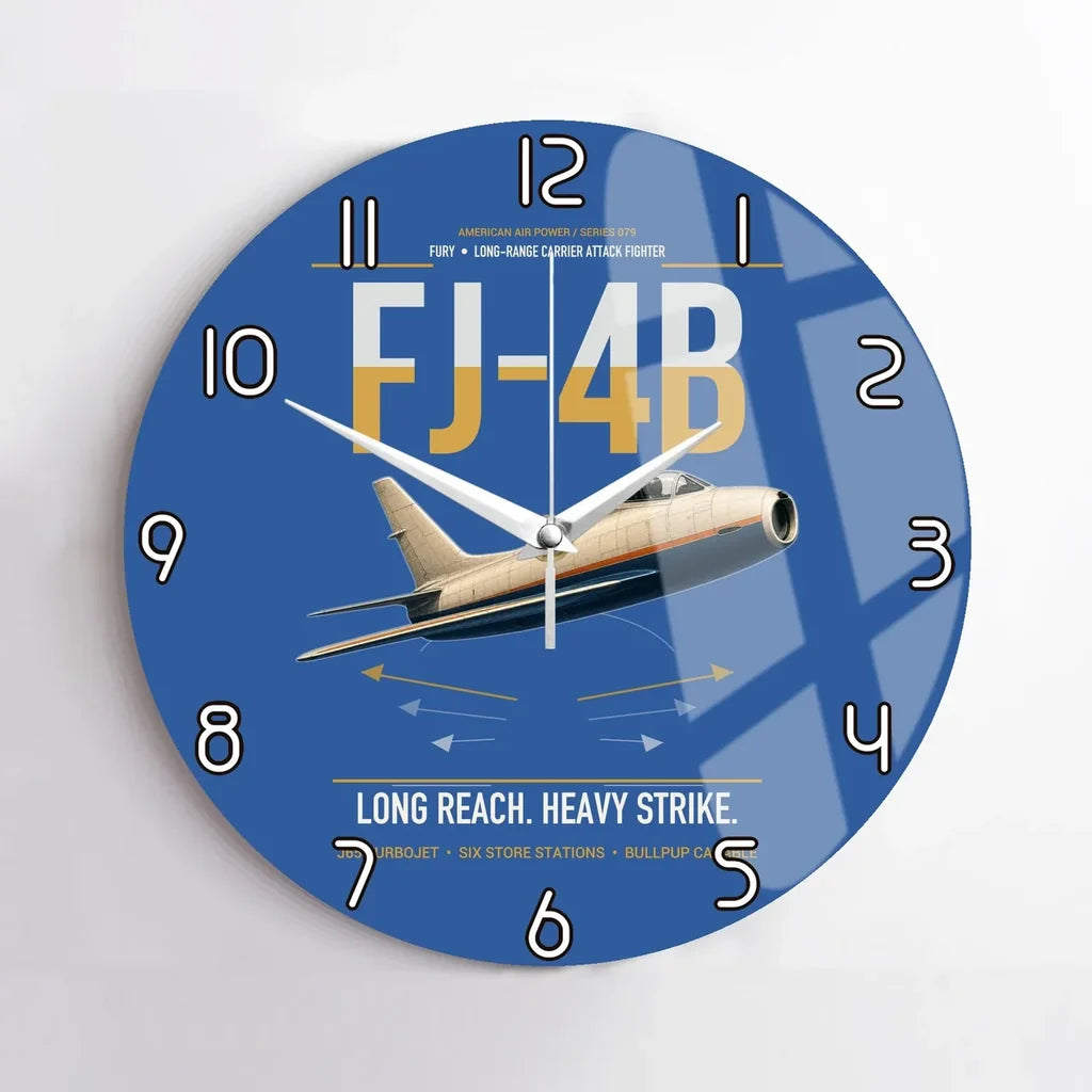 FJ-4B Fury design on blue no frame wall clock
