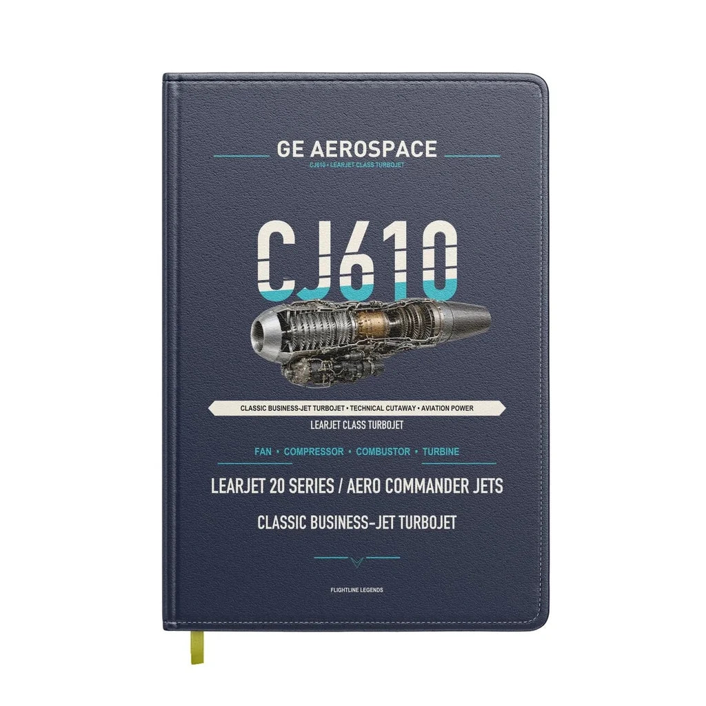 CJ610 design on navy blue notebook