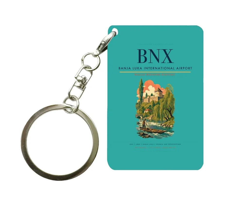 Banja Luka International Airport (BNX) design on turquoise key chain
