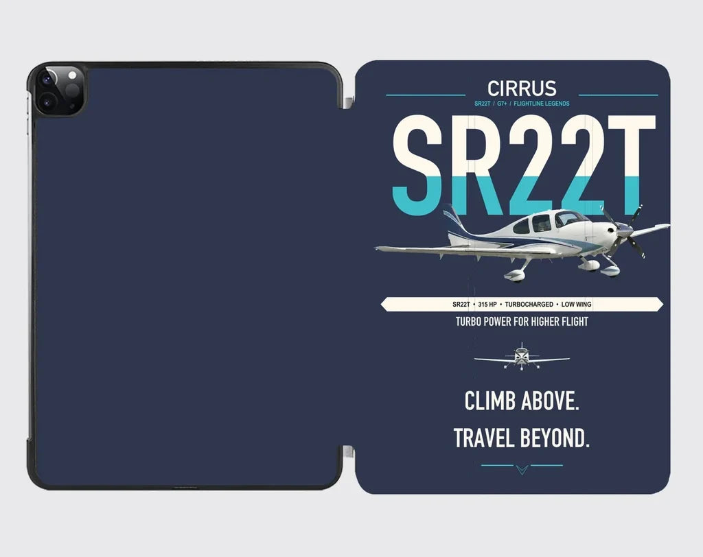 Cirrus SR22T design on navy blue ipad tablet case