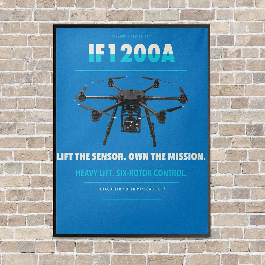 Inspired Flight IF1200A vertical canvas print - framed - turquoise background
