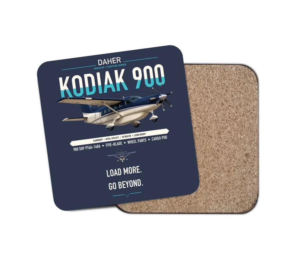 Daher Kodiak 900 design on navy blue 1 piece coaster
