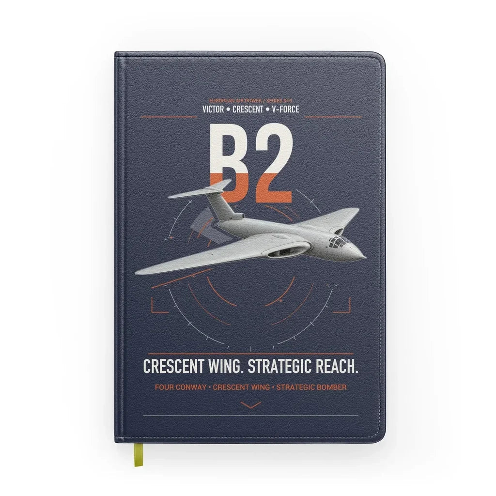 Handley Page Victor B2 design on navy blue notebook