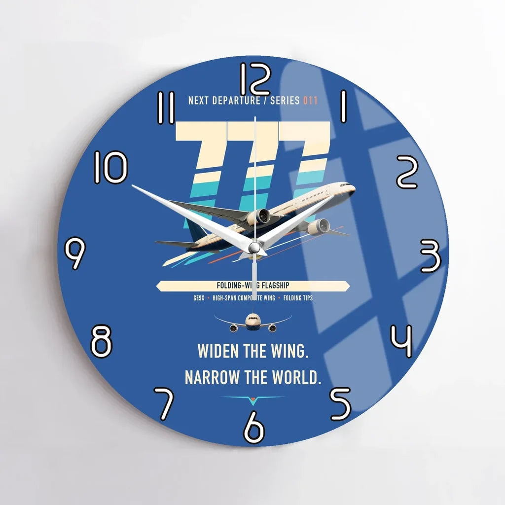 Boeing 777-9 design on blue no frame wall clock
