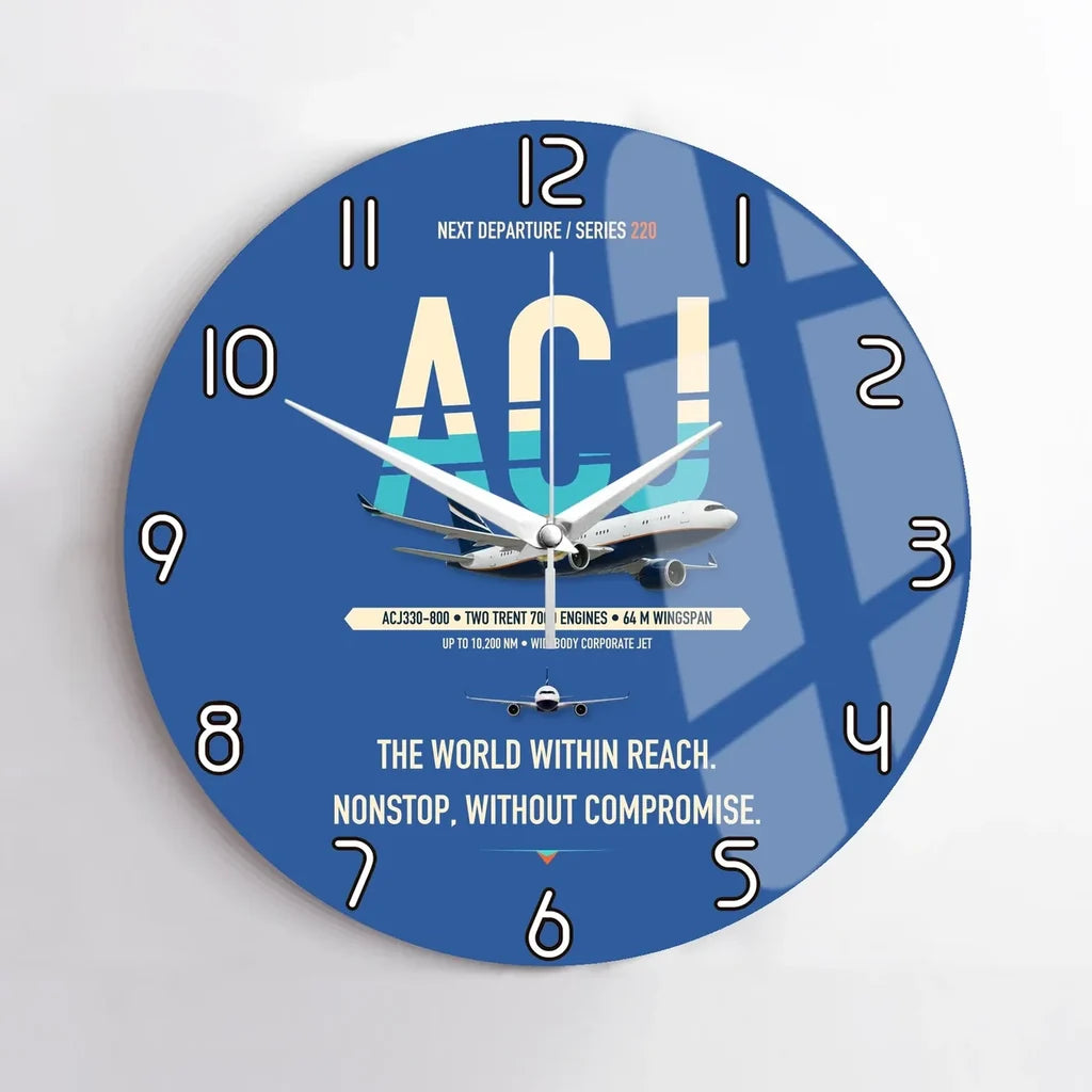 Airbus ACJ330neo / exact ACJ330-800 design on blue no frame wall clock