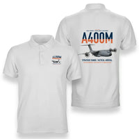 Thumbnail for Airbus A400M Atlas design on white double-side polo t-shirt, double-side print