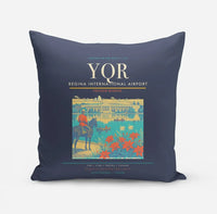 Thumbnail for Regina International Airport (YQR) design on navy blue pillow