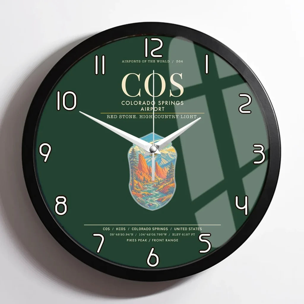 Colorado Springs Airport COS Wall-Clock Framed - Dark Green