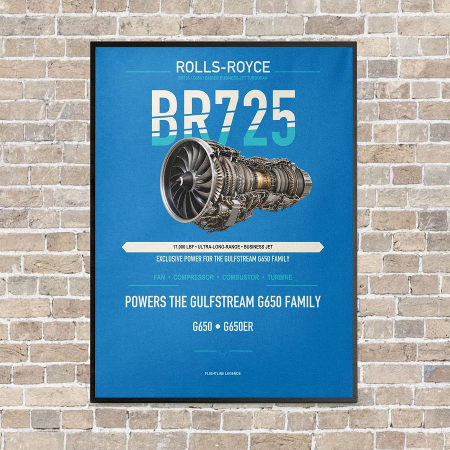 BR725 vertical canvas print - framed - turquoise background