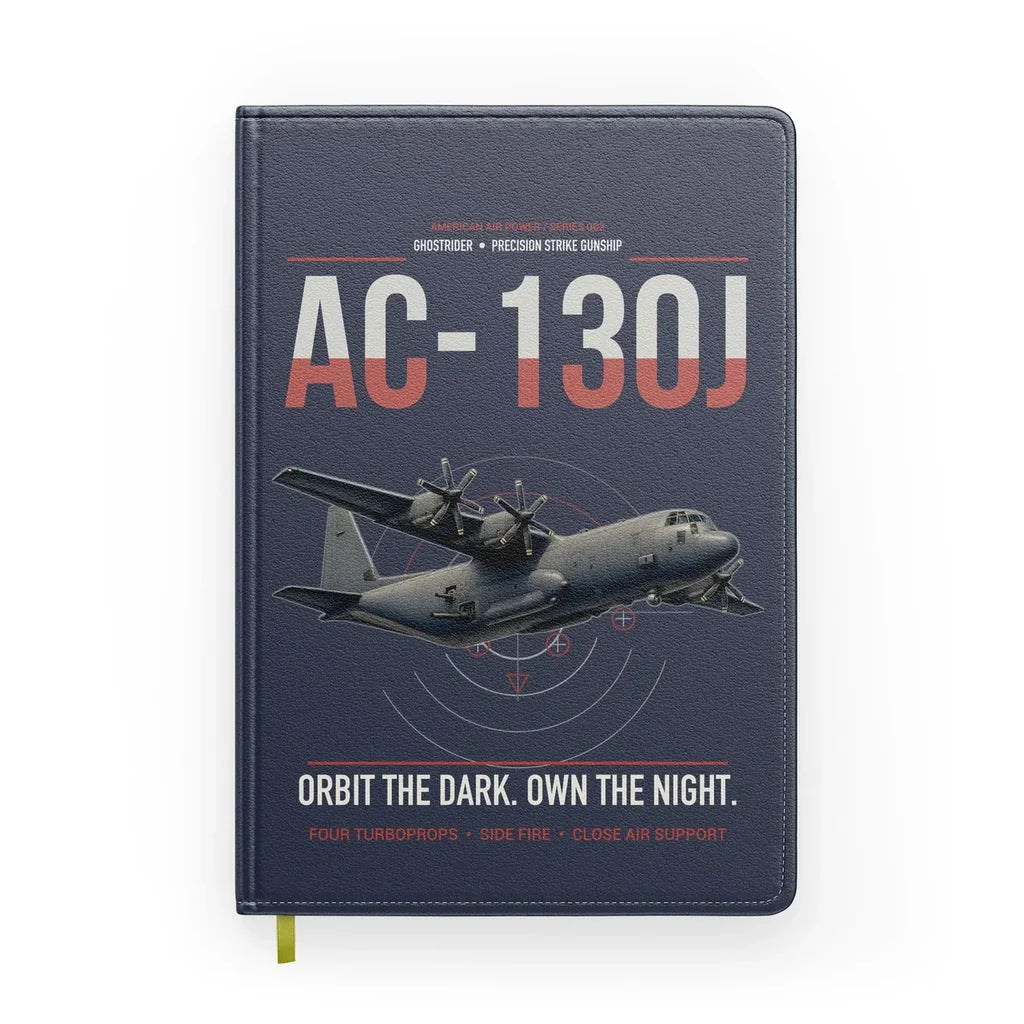 AC-130J Ghostrider design on navy blue notebook
