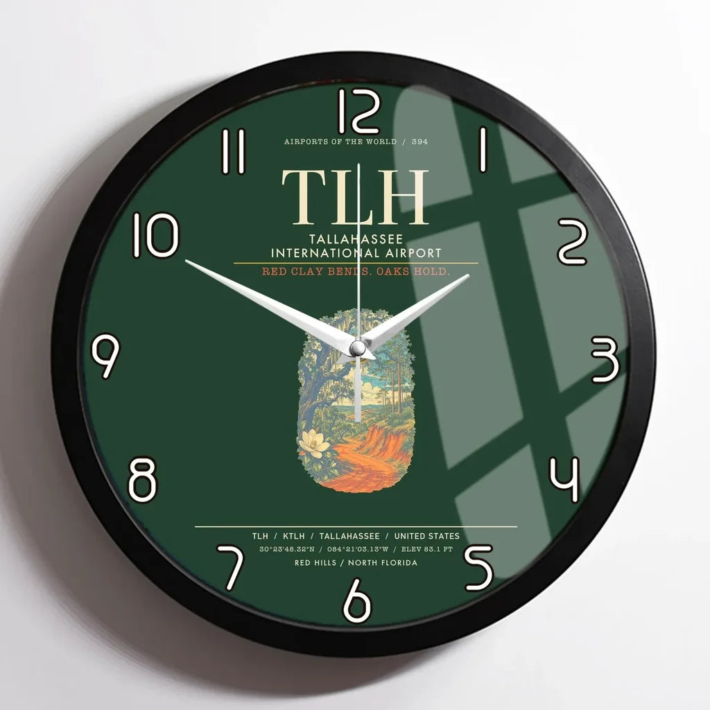 Tallahassee International Airport TLH Wall-Clock Framed - Dark Green