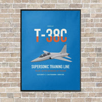 Thumbnail for T-38C Talon vertical canvas print - framed - turquoise background