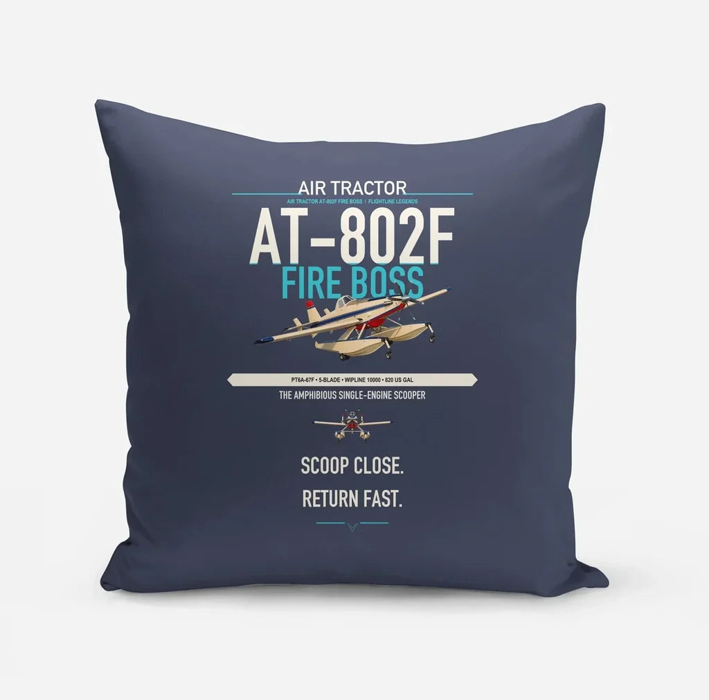 Air Tractor AT-802F Fire Boss design on navy blue pillow