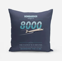 Thumbnail for Bombardier Global 8000 design on navy blue pillow