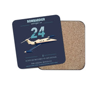 Thumbnail for Bombardier Learjet 24 design on navy blue 1 piece coaster