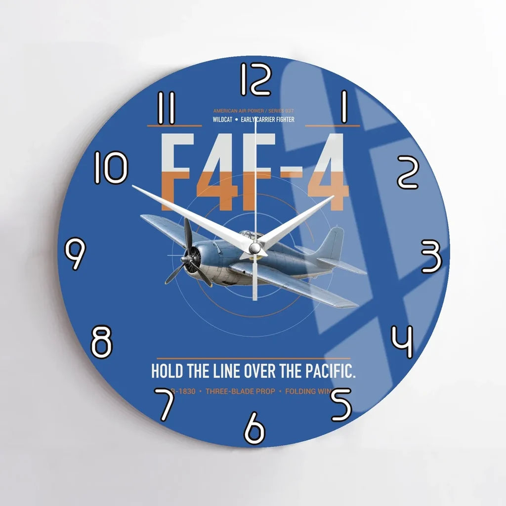 F4F-4 Wildcat design on blue no frame wall clock