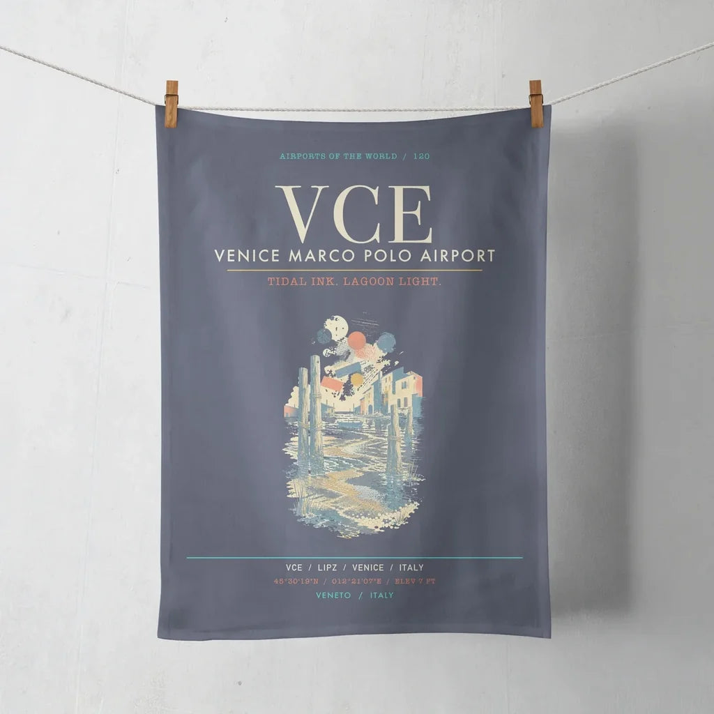 Venice Marco Polo Airport VCE - Lagoon Printmaker's Tide - Navy Blue