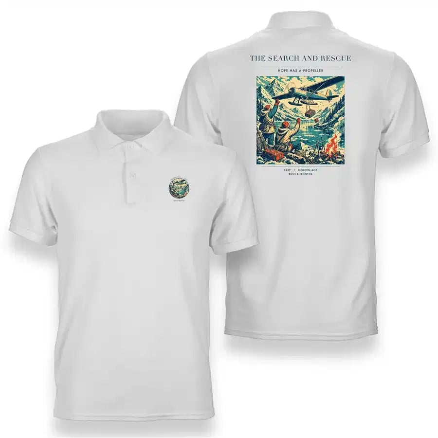 VINTAGE G4052 - The Search And Rescue - Double-Side Polo T-Shirt design on white