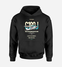 Thumbnail for Cessna 180J Skywagon design on black double-side hoodie, single-side print