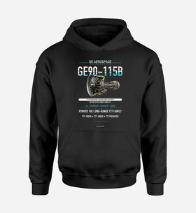 Single-Side Printing — GE GE90-115B Engine Double-Side Hoodie