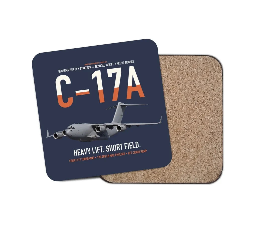 C-17A Globemaster III design on navy blue 1 piece coaster