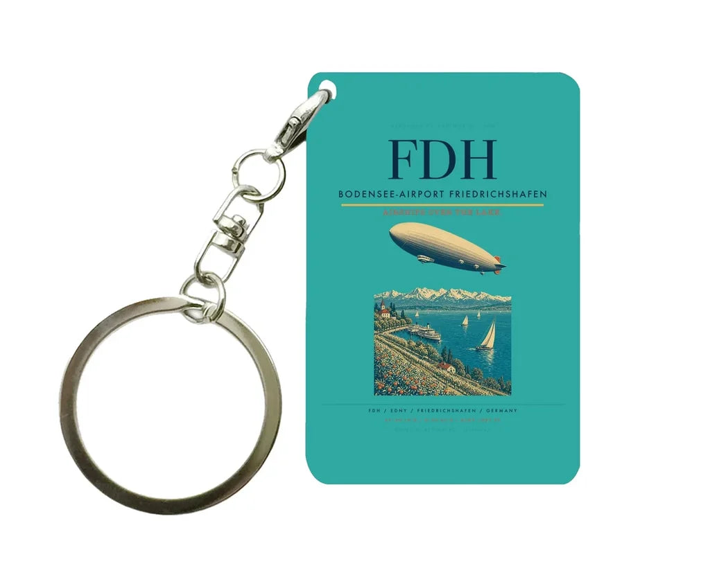 Bodensee-Airport Friedrichshafen (FDH) design on turquoise key chain