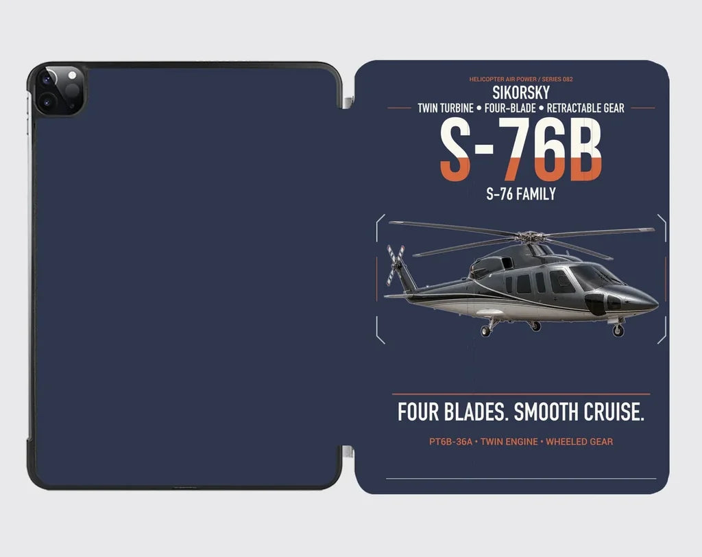 Sikorsky S-76B design on navy blue ipad tablet case