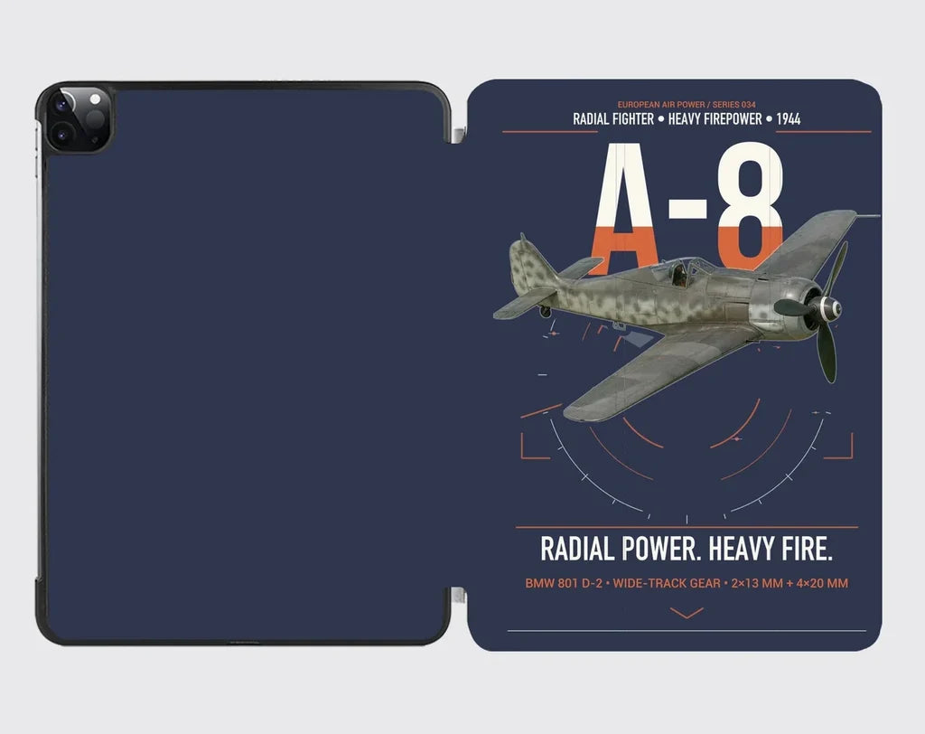 Focke-Wulf Fw 190A-8 design on navy blue ipad tablet case