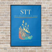 Thumbnail for Cyril E. King Airport STT — St. Thomas vertical canvas print - framed - turquoise background