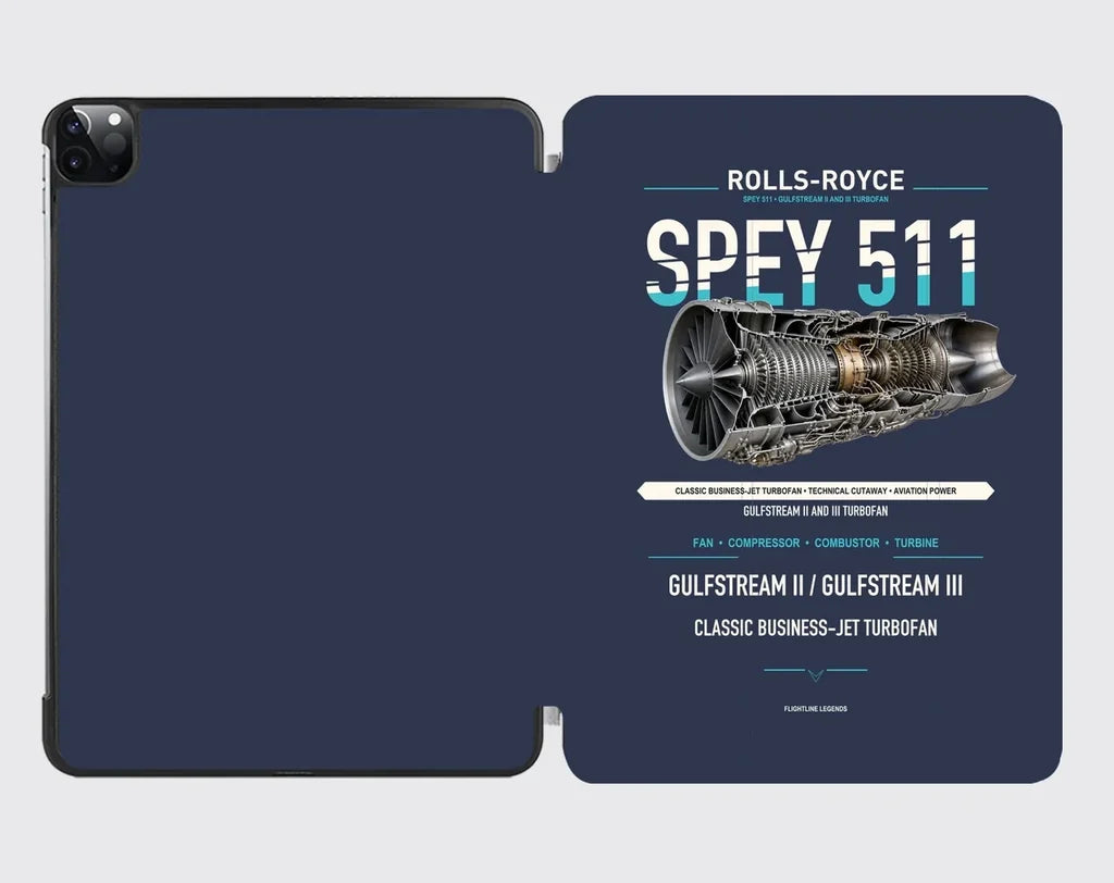 SPEY 511 design on navy blue ipad tablet case