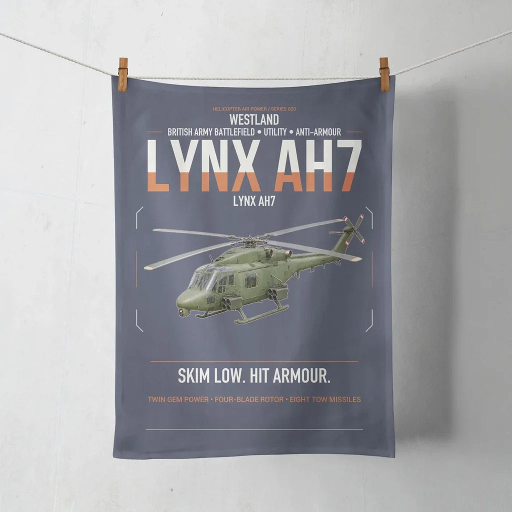 Westland Lynx AH7 design on navy blue towel
