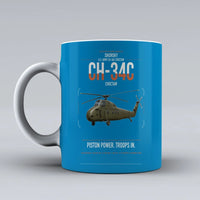 Thumbnail for Sikorsky CH-34C Choctaw design on turquoise ceramic mug, double-side print