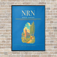 Thumbnail for Weeze Airport NRN vertical canvas print - framed - turquoise background