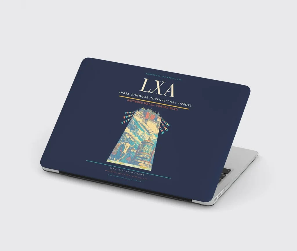 Lhasa Gonggar International Airport (LXA) design on navy blue MacBook case