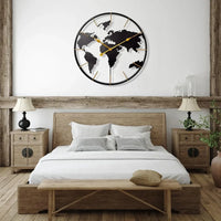 Thumbnail for Large Map Metal Minimalist Round Wall Clock - view 29