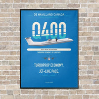 Thumbnail for De Havilland Dash 8-400 vertical canvas print - framed - turquoise background