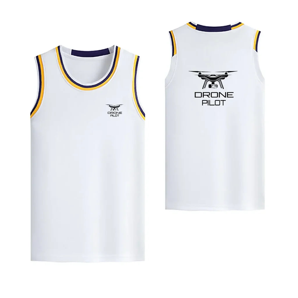 Drone Pilot Designed Basketball Style Sports Tank Tops - view 16
