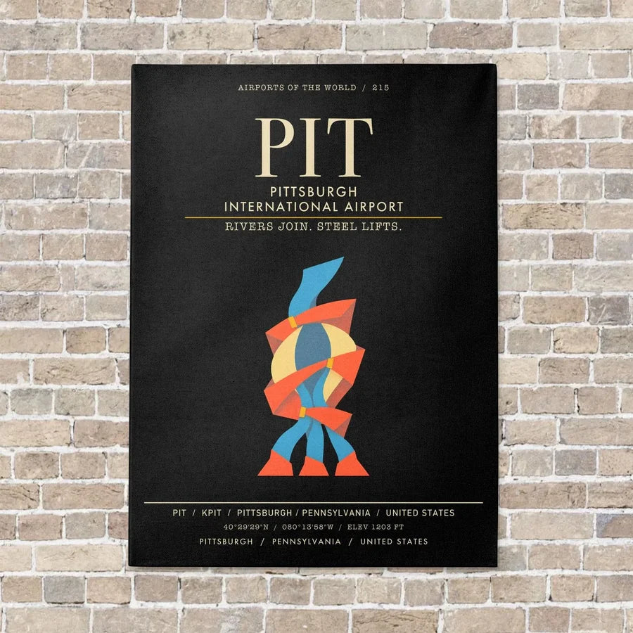 Pittsburgh International Airport PIT - Canvas Framed - Black