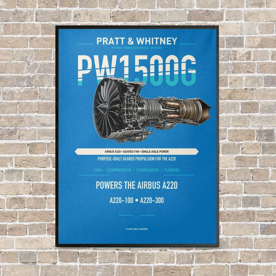 PW1500G vertical canvas print - framed - turquoise background