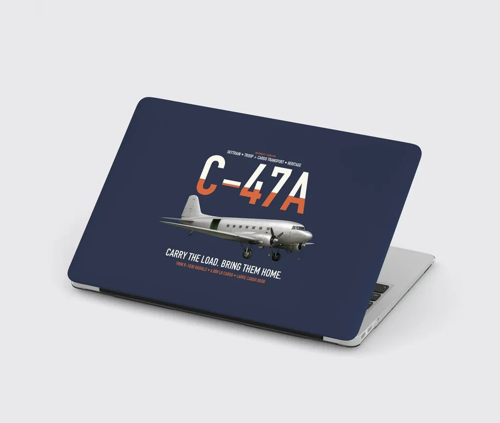 C-47A Skytrain design on navy blue MacBook case