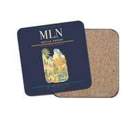 Thumbnail for Melilla Airport (MLN) design on navy blue 1 piece coaster
