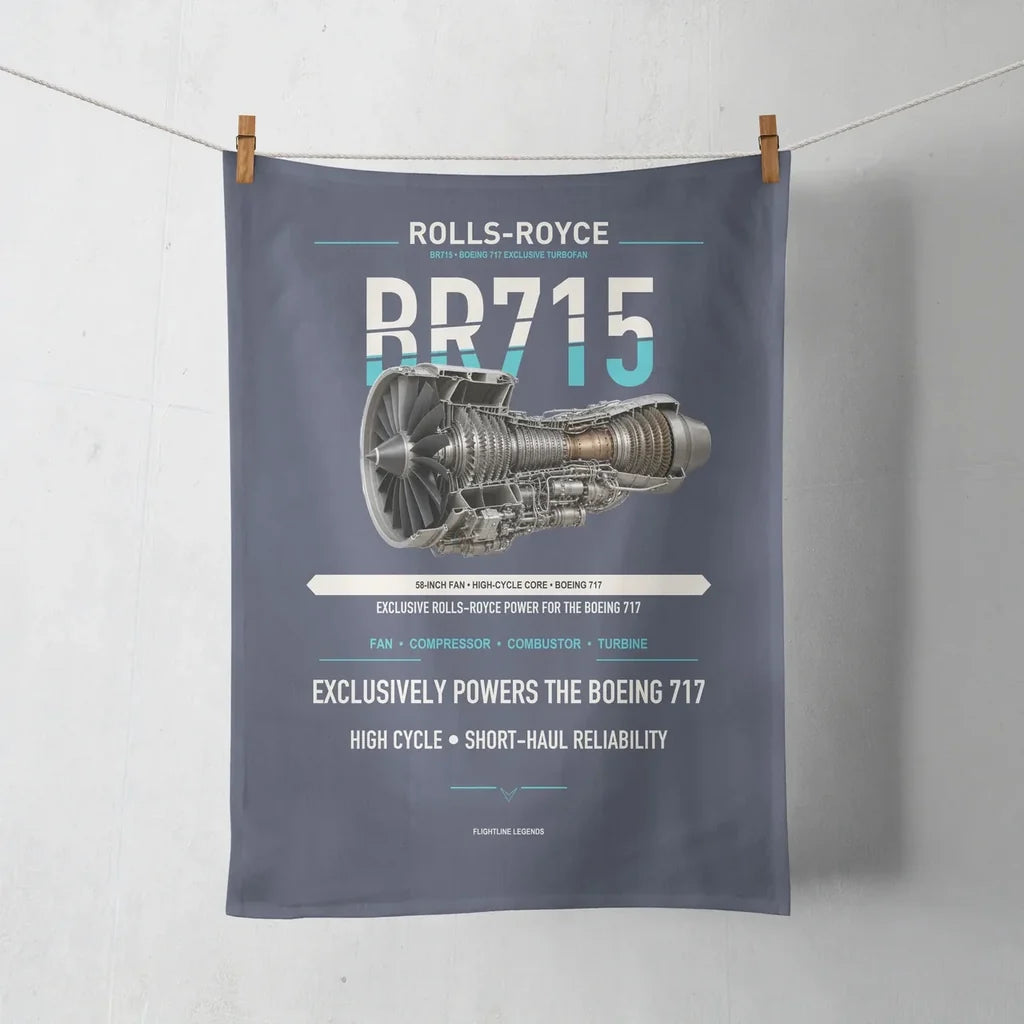 BR715 design on navy blue towel