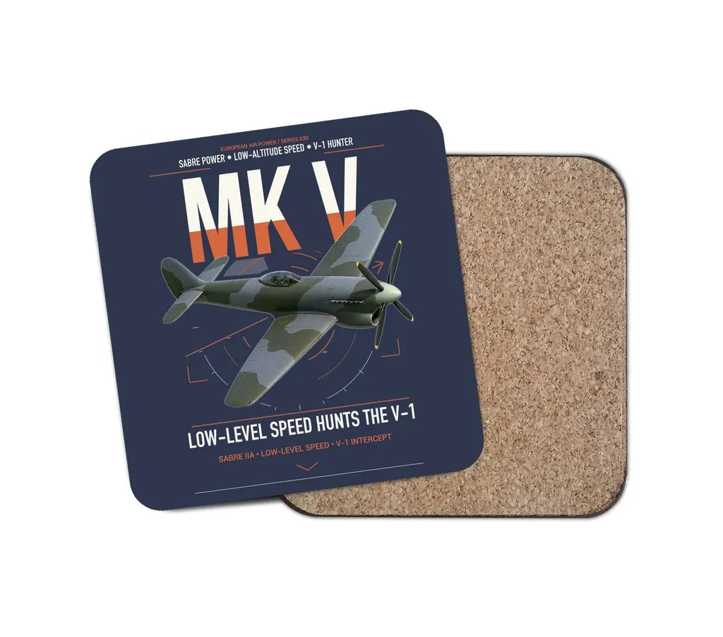 Hawker Tempest Mk V design on navy blue 1 piece coaster
