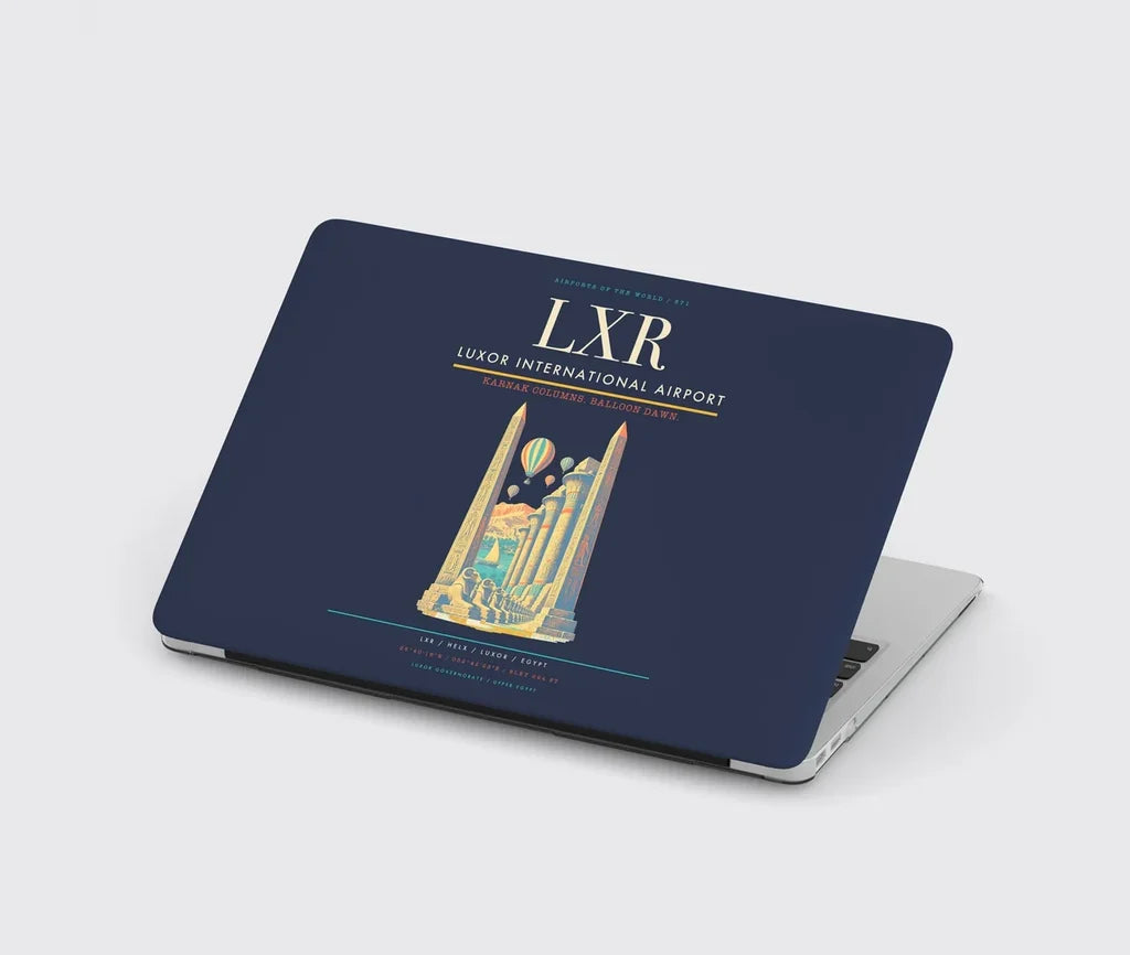 Luxor International Airport (LXR) design on navy blue MacBook case